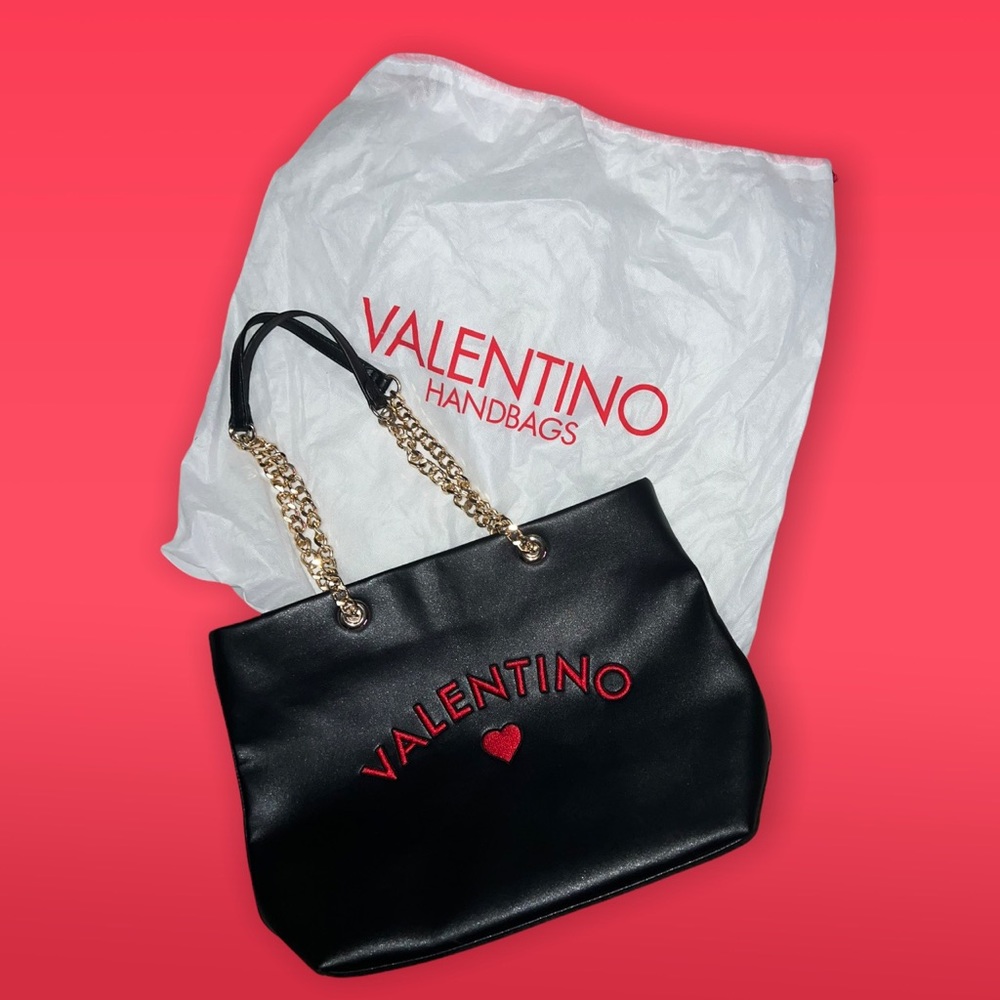 Mario Valentino Black Tote Bag With Heart Cruise Line RARE